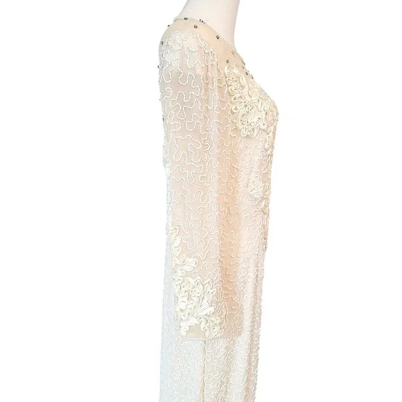 Vintage Alyce Designs Beaded Embellished Gown Long‎ Sleeve Formal Dress